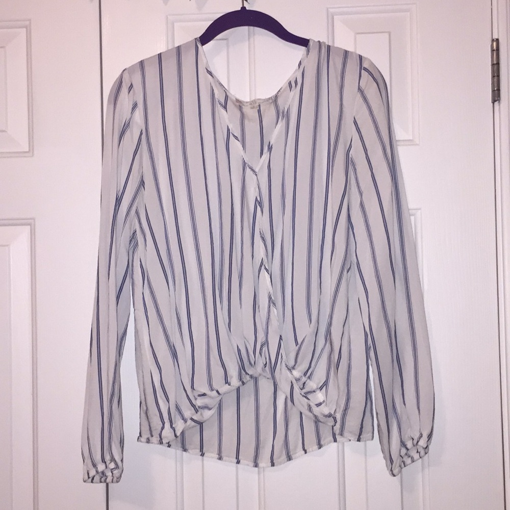 wrap pinstriped shirt/blouse lightweight